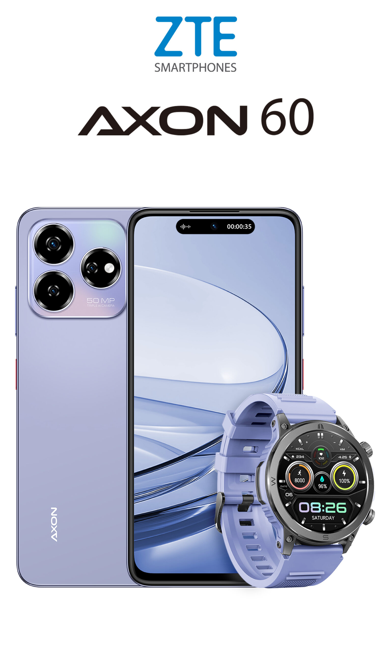 Axon 60 dual, morado+smartwatch